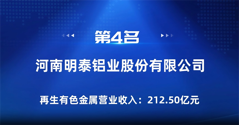 大发国际铝业荣登“2024年再生有色金属企业营业收入30强”榜单